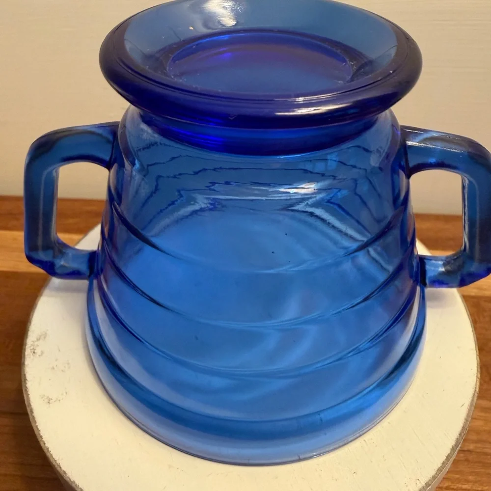 Hazel Atlas Moderntone Cobalt Blur Sugar Bowl